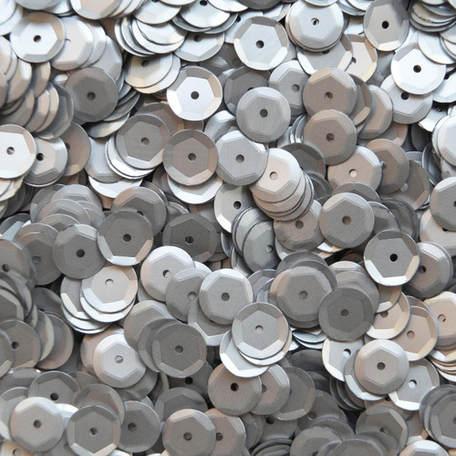 8mm Cup Sequins Silver Matte Silk Frost