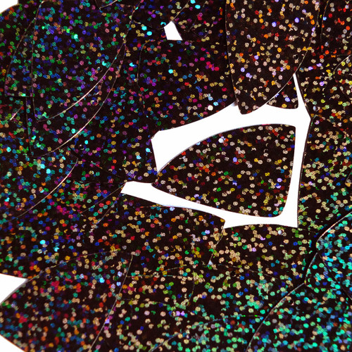 Fishscale Fin Sequin 1.5" Black Galactic Night Hologram Glitter Sparkle Metallic