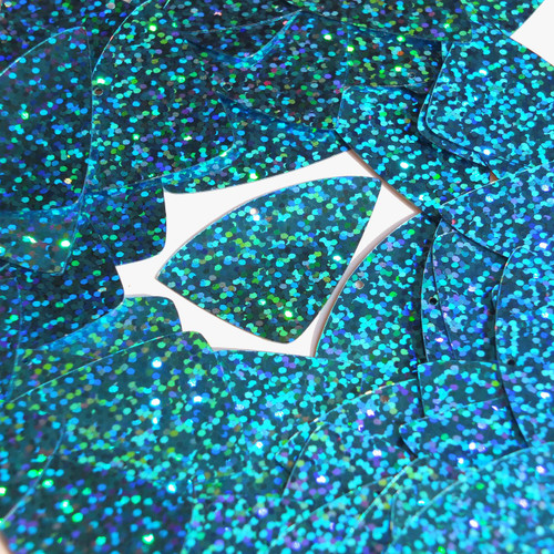 Fishscale Fin Sequin 1.5" Aqua Blue Hologram Glitter Sparkle Metallic
