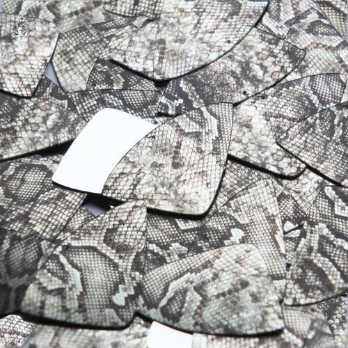 Fishscale Fin Sequin 1.5" Gray Black Snakeskin Reptile Pattern Metallic