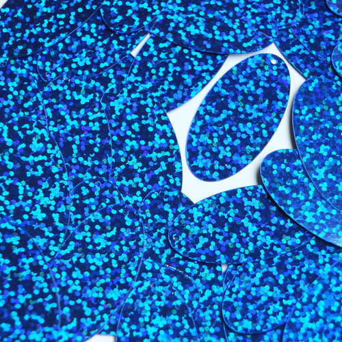 Oval Sequin 1.5" Royal Blue Hologram Glitter Sparkle Metallic