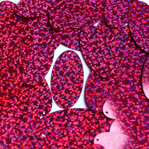 Oval Sequin 1.5" Berry Pink Hologram Glitter Sparkle Metallic