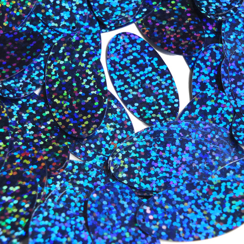 Oval Sequin 1.5" Sapphire Blue Hologram Glitter Sparkle Metallic
