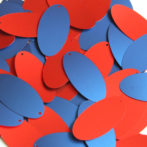 Oval Sequin 1.5" Red Blue Matte Silk Frost