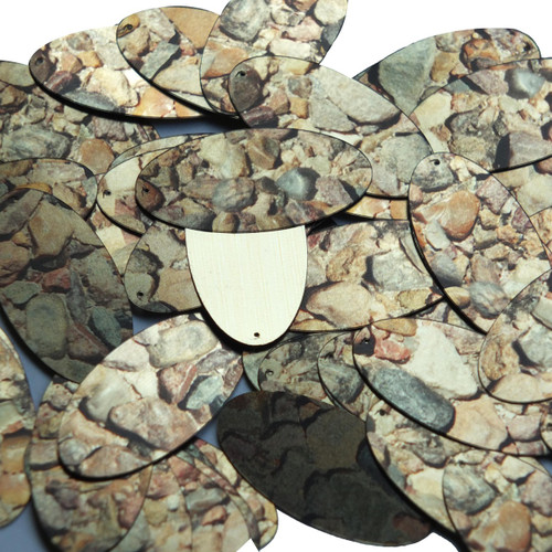 Oval Sequin 1.5" Brown Stone Rocks Pebbles Grave Metallic