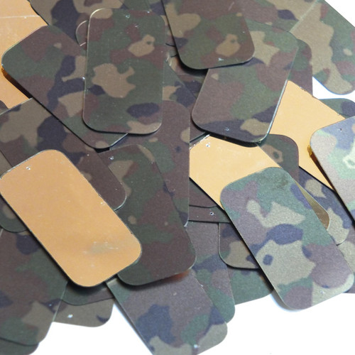 Rectangle Sequin 1.5" Camo Brown Green Camouflage  Metallic