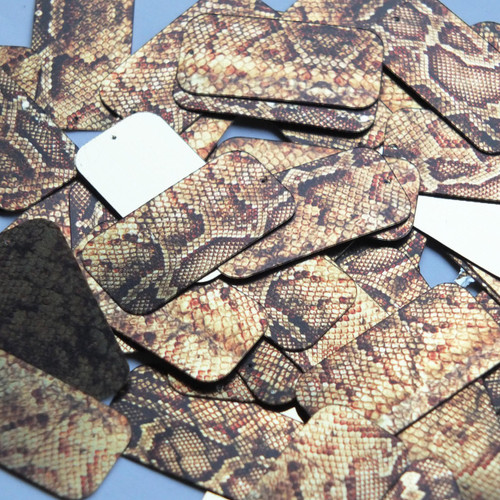 Rectangle Sequin 1.5" Gold Brown Snakeskin Reptile Pattern Metallic