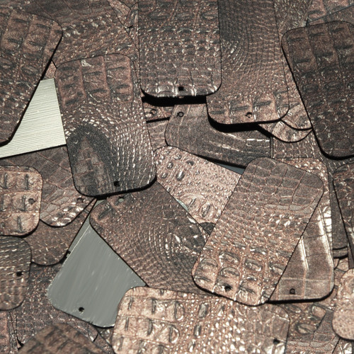 Rectangle Sequin 1.5" Deep Brown Distressed Crocodile Print Metallic