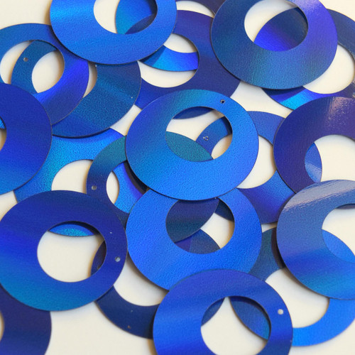 Circle Loop Sequin 1.5" Blue Lazersheen Reflective Metallic