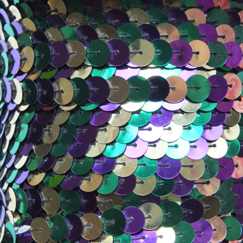 Sequin Trim 8mm Iron On Purple Green Gold Mardi Gras Metallic