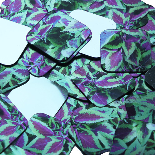 Square Diamond Sequin 1.5" Purple Green Coleus Foliage Leaf Metallic