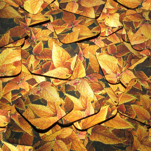Square Diamond Sequin 1.5" Gold Orange Coleus Foliage Leaf Metallic