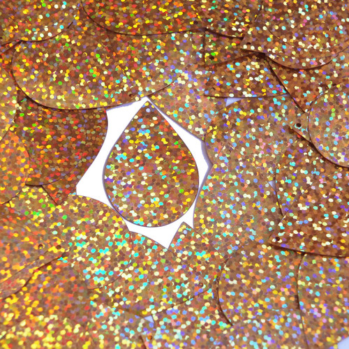 Teardrop Sequin 1.5" Peach Hologram Glitter Sparkle Metallic