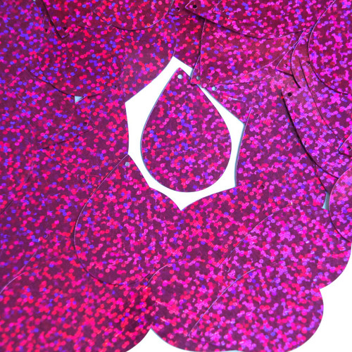 Teardrop Sequin 1.5" Fuchsia Pink Hologram Glitter Sparkle Metallic
