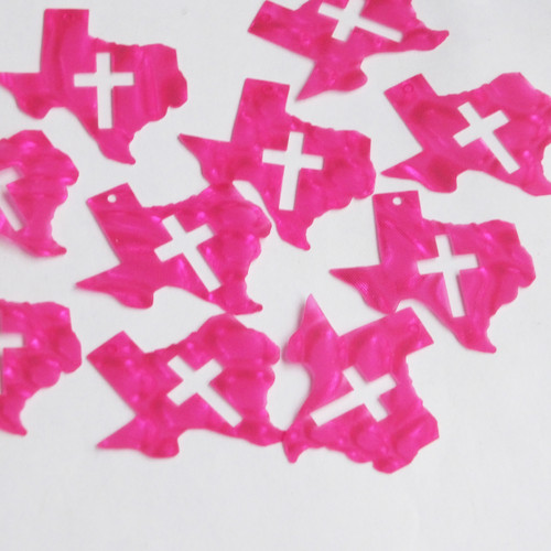 Texas Cross Cut Out Sequin 1.5" Super Hot Passion Pink Bubble Illusion