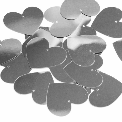 Heart Sequin 35mm Silver Metallic