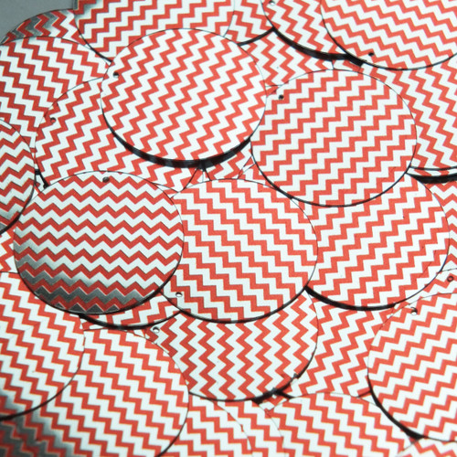 Round Sequin 30mm Red Silver Chevron Zig Zag Pattern Metallic Round Sequin 30mm Red Silver Chevron Zig Zag Pattern Metallic