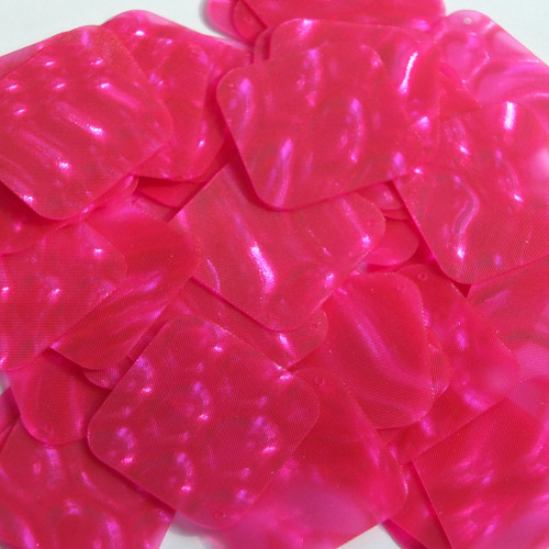 Square Diamond Sequin 1.5" Super Hot Passion Pink Bubble Illusion