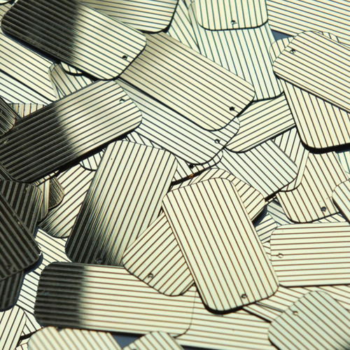 Rectangle Sequin 1.5" Gold Black Pinstripe Metallic