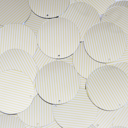 Round Sequin 30mm Yellow Silver Pinstripe Pattern Metallic