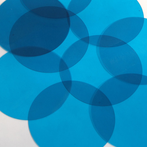 Round Vinyl Shape 60mm Blue Go Go Transparent