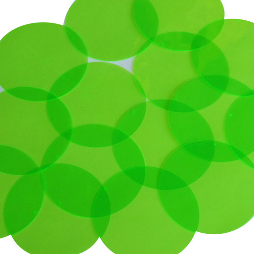 Round Vinyl Shape 50mm Green Go Go Fluorescent Edge Glow