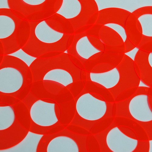 Circle Loop Vinyl Shape 1.5" Red Go Go Fluorescent Edge Glow