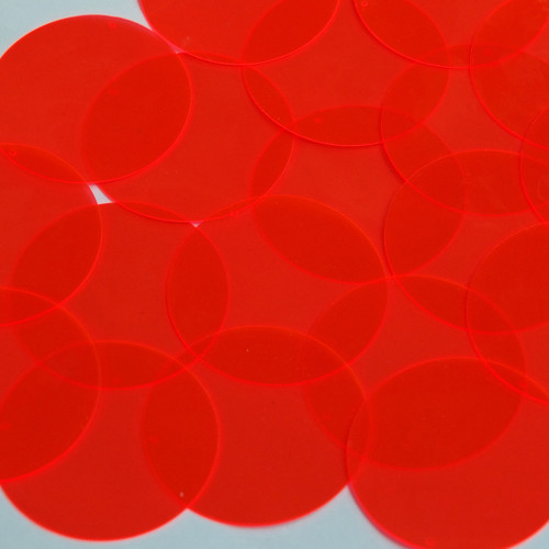 Round Vinyl Shape 40mm Red Go Go Fluorescent Edge Glow