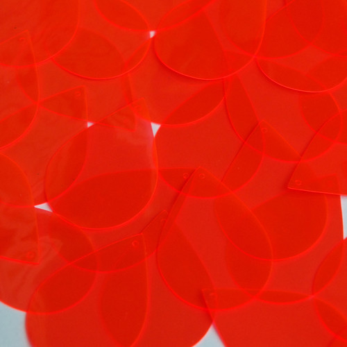 Teardrop Vinyl Shape 1.5" Red Go Go Fluorescent Edge Glow