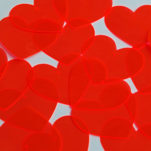 Heart Vinyl Shape 35mm Red Go Go Fluorescent Edge Glow