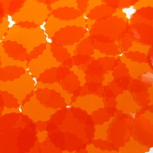 Round Ruffle Edge Vinyl Shape 30mm Orange Go Go Transparent