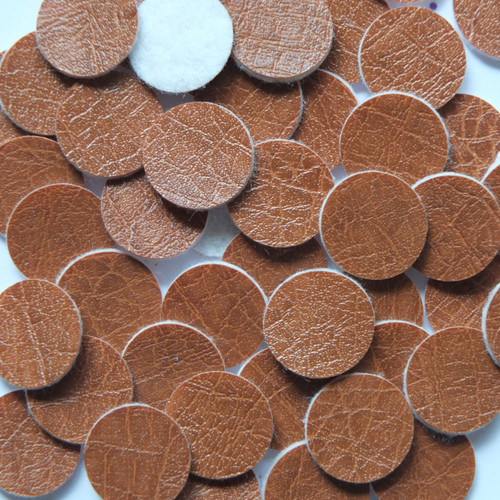 15mm Vinyl Disc Brown Leather No Hole Round Circle