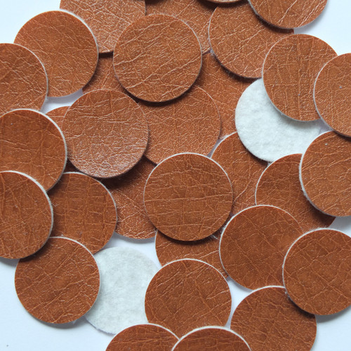 24mm Vinyl Disc Brown Leather No Hole Round Circle