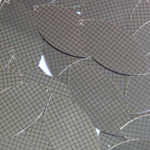 Navette Leaf Sequins 1.5" Black Gold Grid Check Squares Metallic