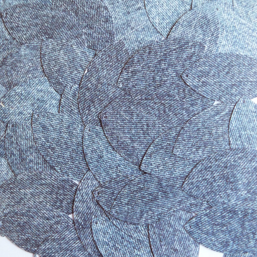 Navette Leaf Sequins 1.5" Denim Blue Jean Fabric Effect Opaque