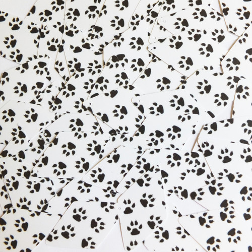 Long Diamond Sequins 1.75" Black White Animal Paw Print  Opaque