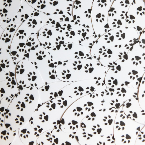 Oval Sequins 1.5" Black White Animal Paw Print  Opaque Oval Sequins 1.5" Black White Animal Paw Print  Opaque