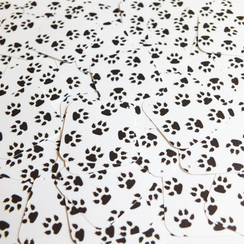 Square Diamond Sequins 1.5" Black White Animal Paw Print  Opaque