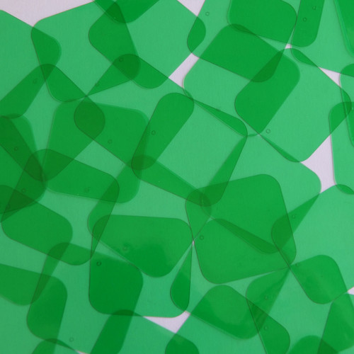 30mm Square Shape Vinyl Go Go Trans Green