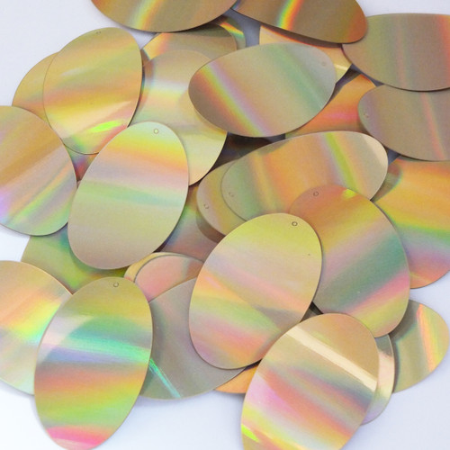 Oval Sequins 2" Gold Lazersheen Reflective Metallic