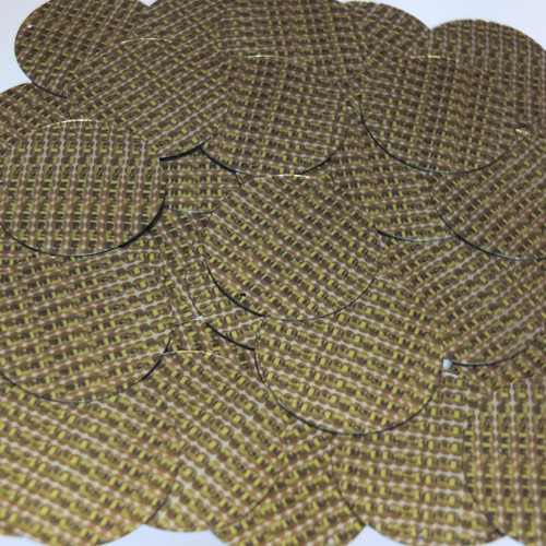 Round sequins 1.5" Yellow Silver Rocaille Seed Bead Print Metallic