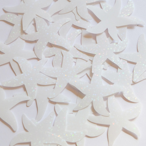 Starfish sequins 1.5" White Crystal Hologram Glitter Sparkle