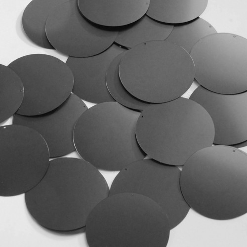 Round sequins 40mm Black Matte Satin Metallic