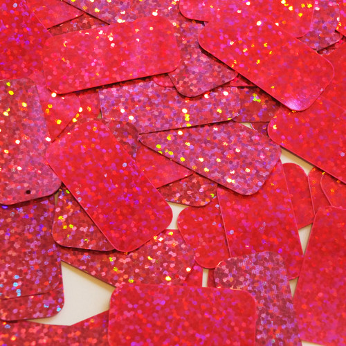 Rectangle sequins 1.5" Hot Pink Fluorescent Hologram Glitter Sparkle Metallic