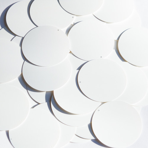 Round sequins 1.5" White Matte Silk Frost