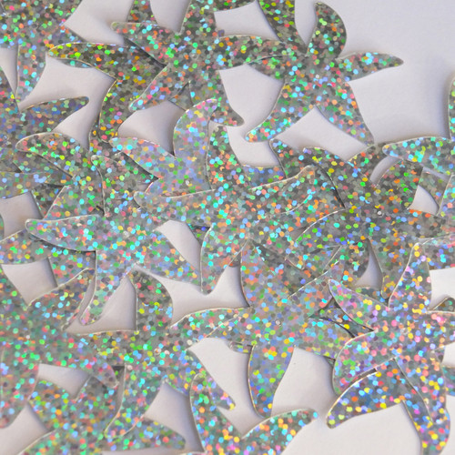 Starfish sequins 1.5" Silver Hologram Glitter Sparkle Metallic