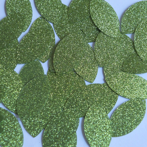 Navette Leaf sequins 1.5" Lime Green Metallic Sparkle Glitter Texture