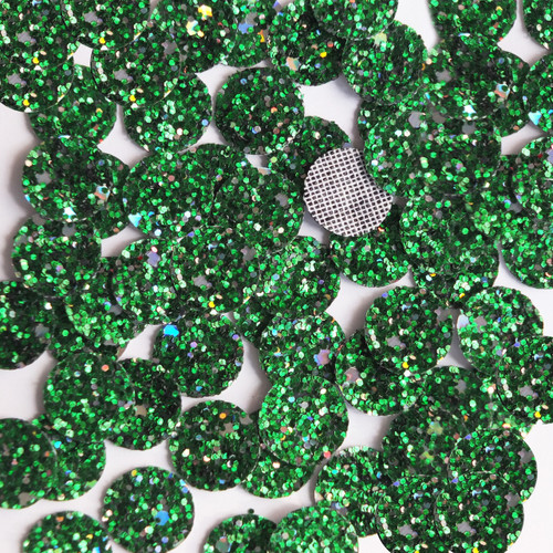 Round Disc Green Glitter Fabric Super Sparkle