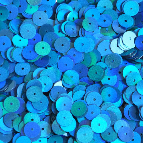 8mm Round Sequins Marine Blue Shimmer Lazer Rainbow