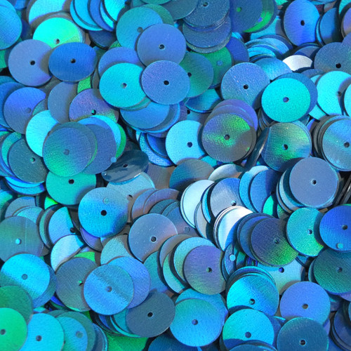 10mm Round Sequins Marine Blue Shimmer Lazer Rainbow